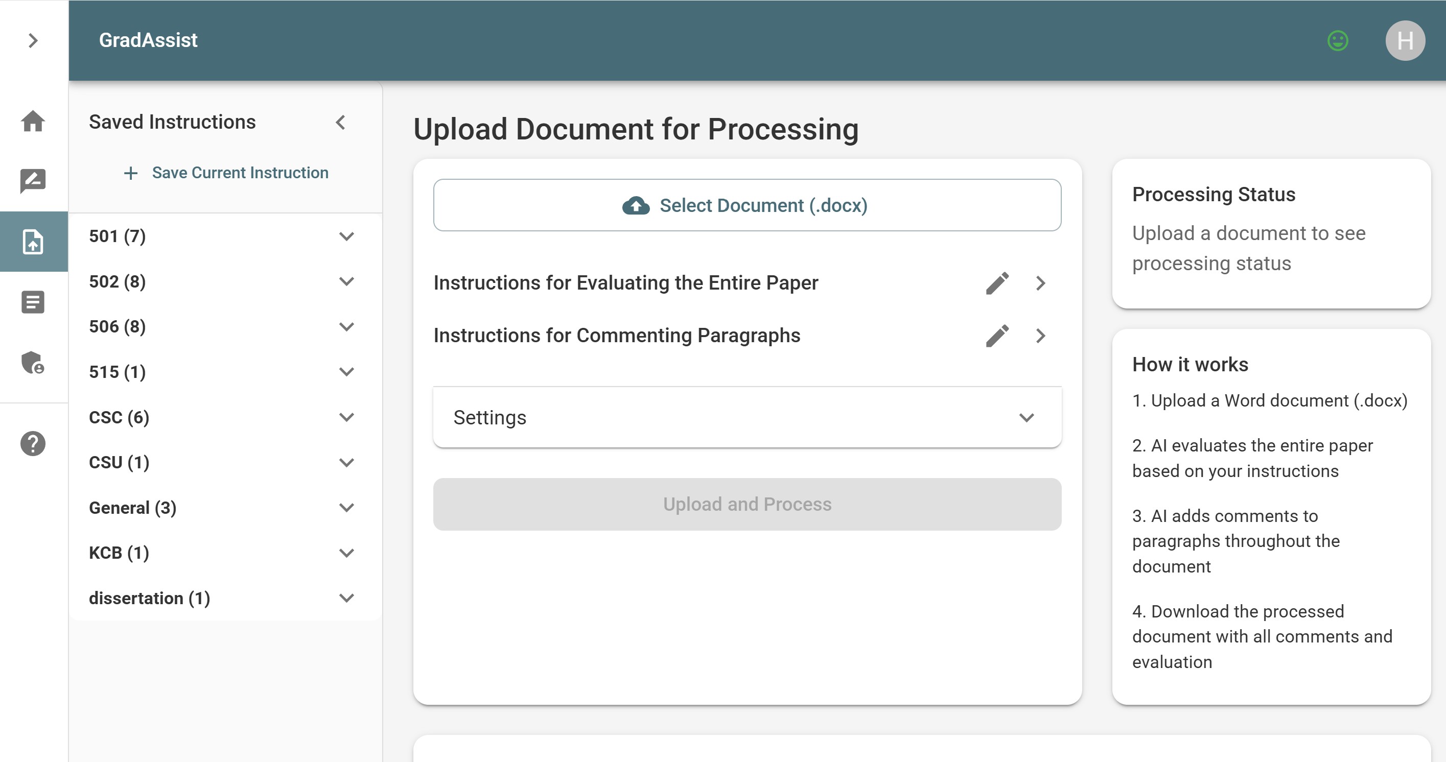 GradAssist AI rubric creation tool